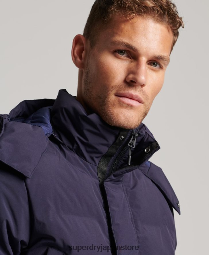 ボクシーなダウンコート 男性 Superdry 衣類 海軍 2J62PZ4589