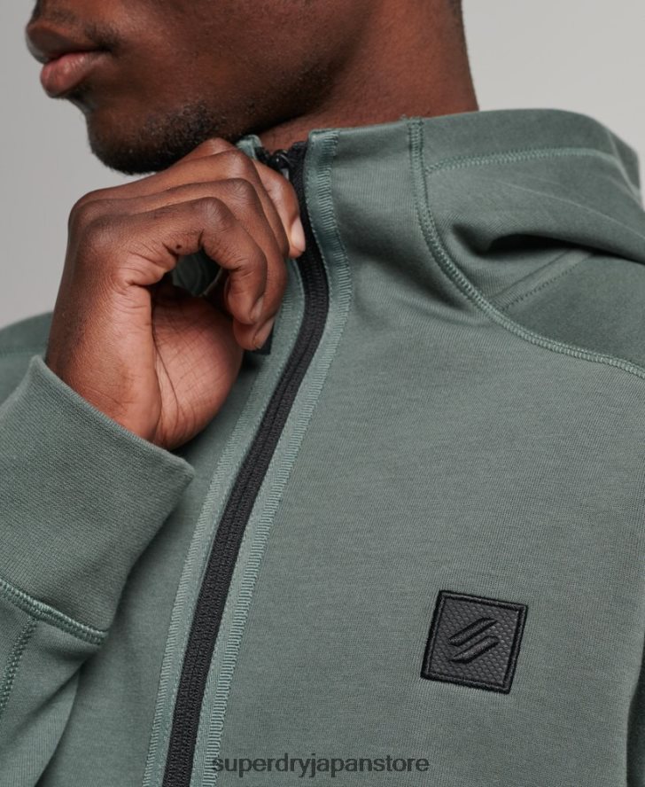 コードテックジップパーカー 男性 Superdry 衣類 緑 2J62PZ458