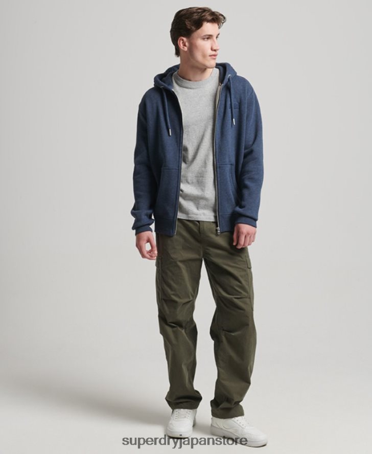 ヴィンテージロゴ刺繍ジップパーカー 男性 Superdry 衣類 海軍 2J62PZ459