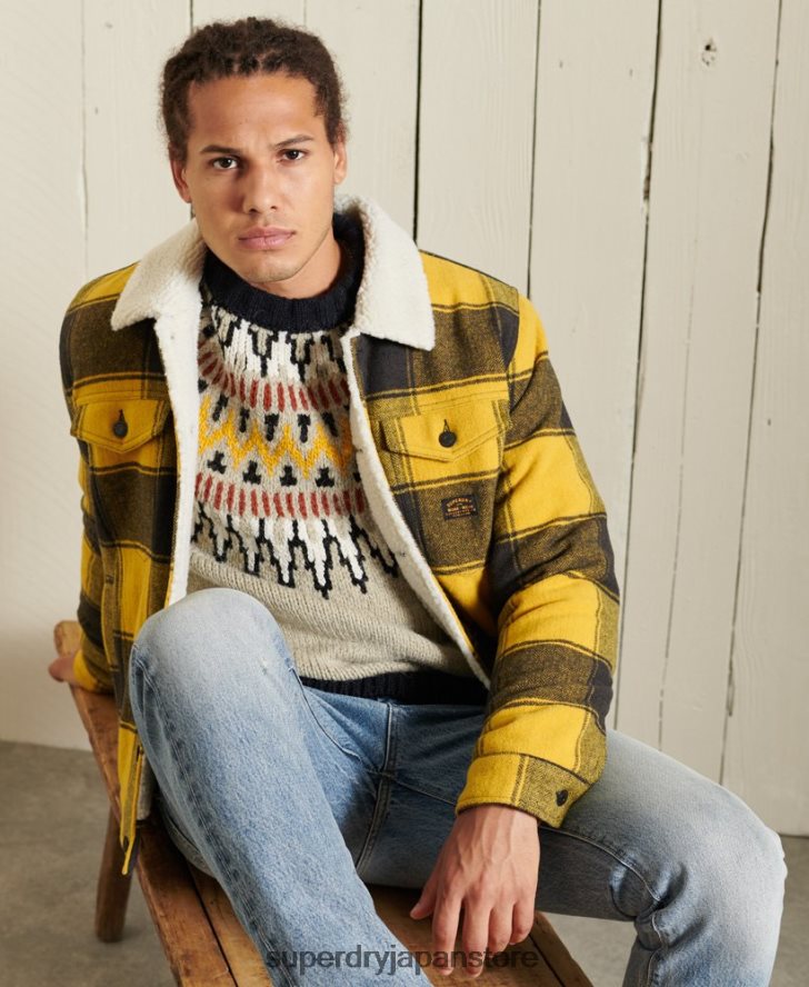 ハイウェイマン ウール シェルパ トラッカー ジャケット 男性 Superdry 衣類 金 2J62PZ4593