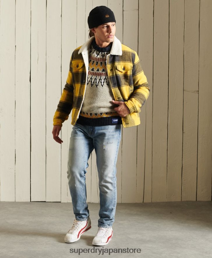 ハイウェイマン ウール シェルパ トラッカー ジャケット 男性 Superdry 衣類 金 2J62PZ4593