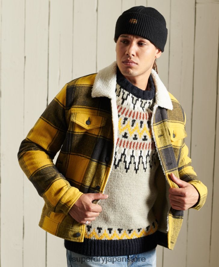 ハイウェイマン ウール シェルパ トラッカー ジャケット 男性 Superdry 衣類 金 2J62PZ4593