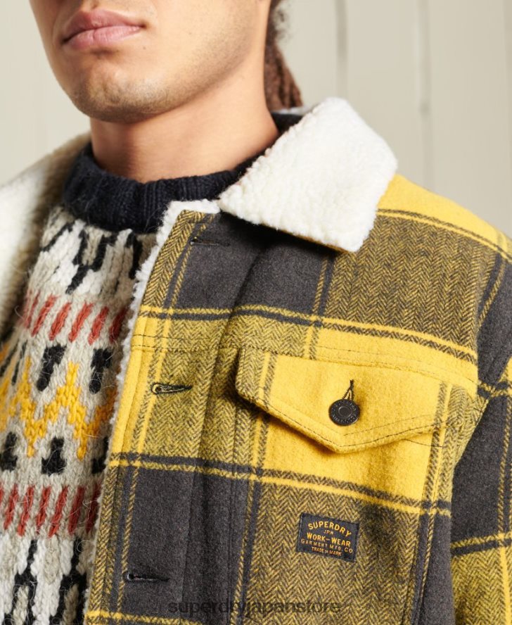ハイウェイマン ウール シェルパ トラッカー ジャケット 男性 Superdry 衣類 金 2J62PZ4593