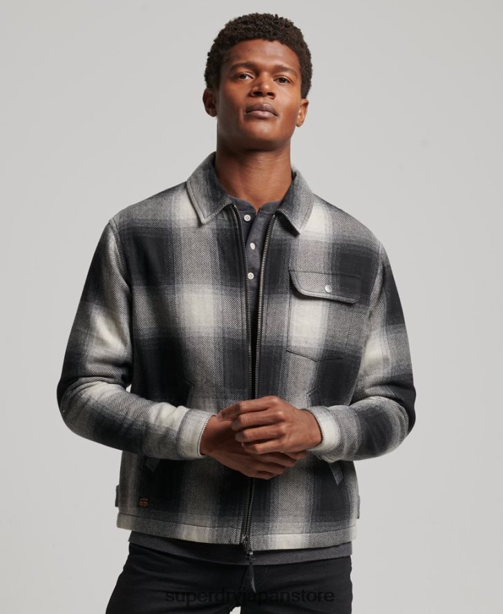 ヴィンテージウールハリントンジャケット 男性 Superdry 衣類 黒 2J62PZ4594