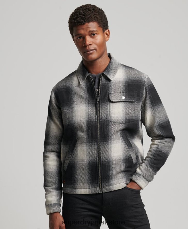 ヴィンテージウールハリントンジャケット 男性 Superdry 衣類 黒 2J62PZ4594