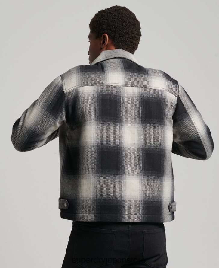 ヴィンテージウールハリントンジャケット 男性 Superdry 衣類 黒 2J62PZ4594