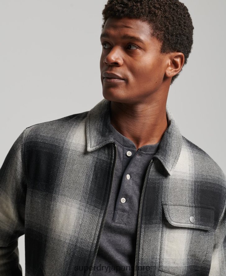 ヴィンテージウールハリントンジャケット 男性 Superdry 衣類 黒 2J62PZ4594