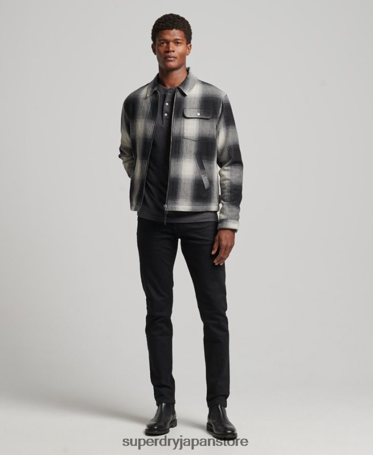 ヴィンテージウールハリントンジャケット 男性 Superdry 衣類 黒 2J62PZ4594