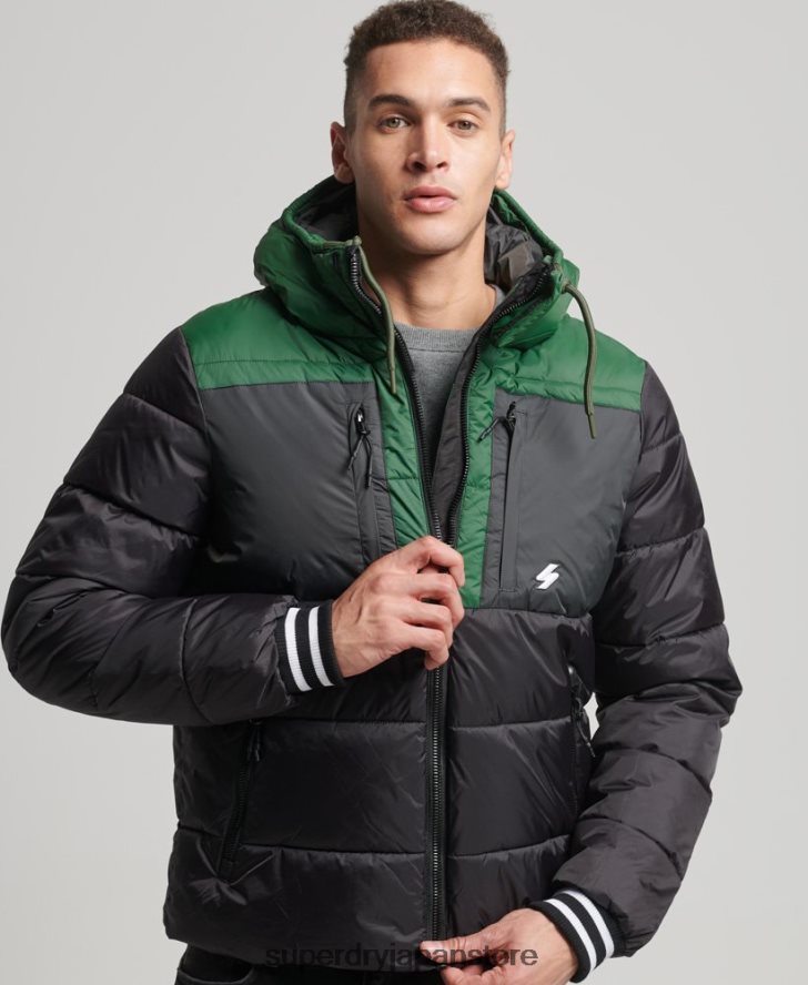 スポーツダウンカラーブロックジャケット 男性 Superdry 衣類 黒 2J62PZ4597
