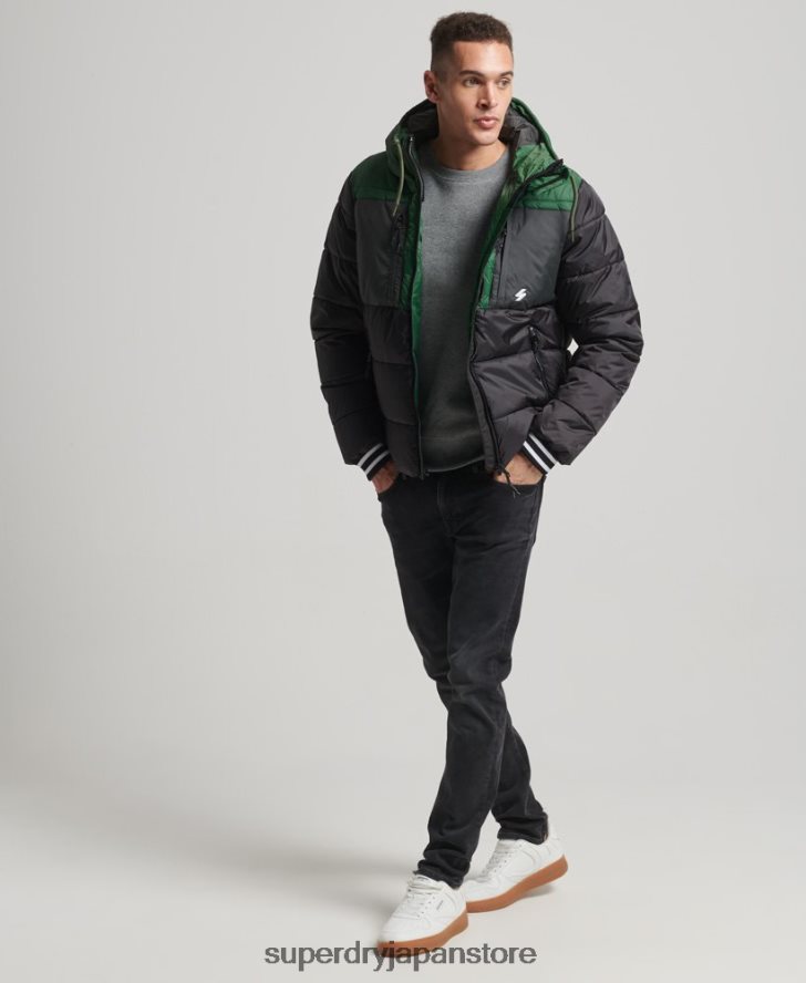 スポーツダウンカラーブロックジャケット 男性 Superdry 衣類 黒 2J62PZ4597