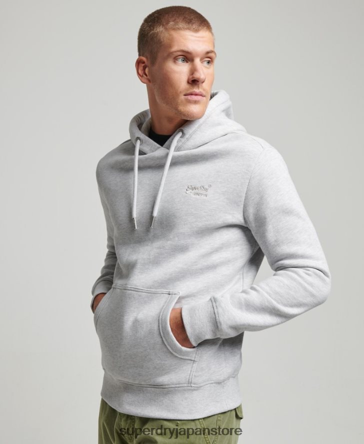 ヴィンテージロゴ刺繍パーカー 男性 Superdry 衣類 ライトグレー 2J62PZ460