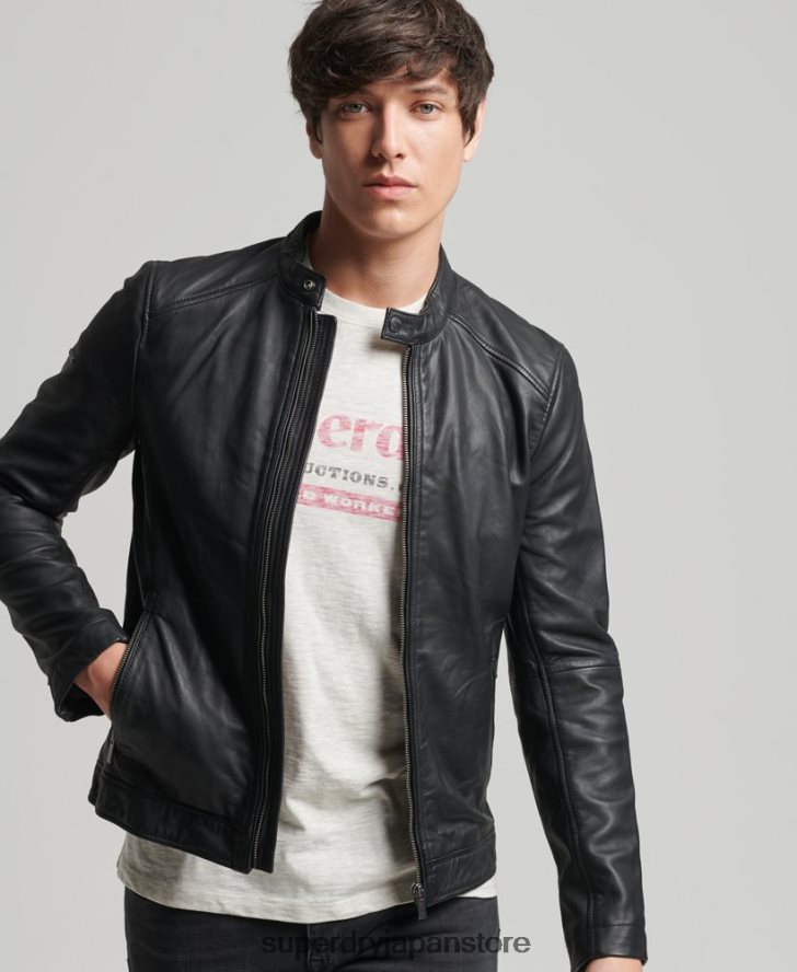 ヒーローライトレザーレーサージャケット 男性 Superdry 衣類 黒 2J62PZ4607