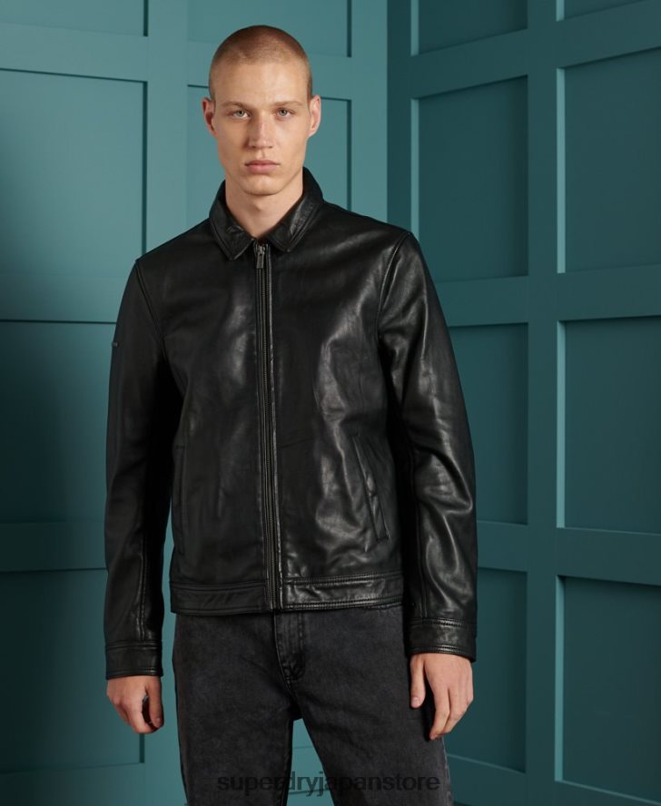 カーティス ライト レザー ジャケット 男性 Superdry 衣類 黒 2J62PZ4608