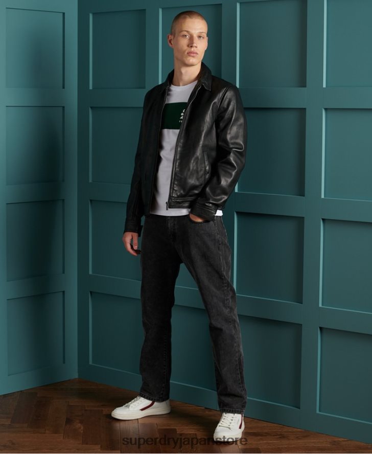 カーティス ライト レザー ジャケット 男性 Superdry 衣類 黒 2J62PZ4608