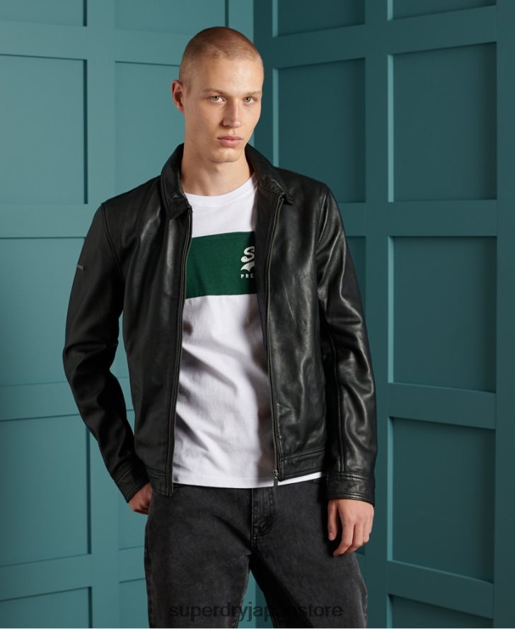カーティス ライト レザー ジャケット 男性 Superdry 衣類 黒 2J62PZ4608