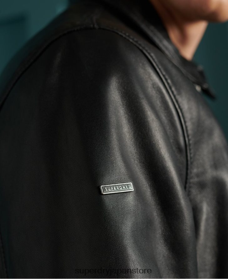 カーティス ライト レザー ジャケット 男性 Superdry 衣類 黒 2J62PZ4608
