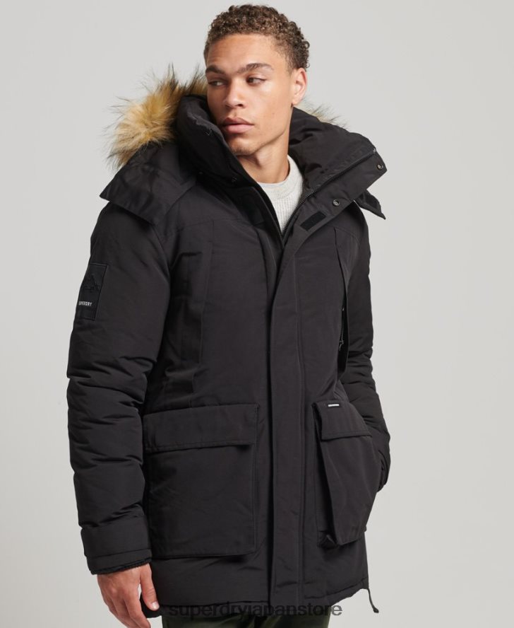フェイクファーフード付きエベレストパーカージャケット 男性 Superdry 衣類 黒 2J62PZ4613