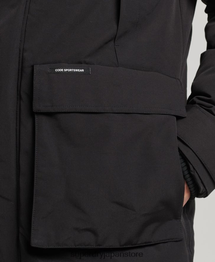フェイクファーフード付きエベレストパーカージャケット 男性 Superdry 衣類 黒 2J62PZ4613