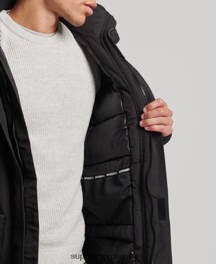 フェイクファーフード付きエベレストパーカージャケット 男性 Superdry 衣類 黒 2J62PZ4613