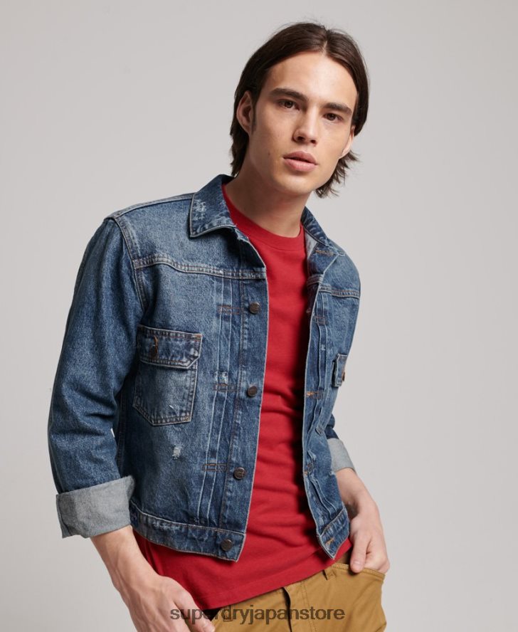 ヴィンテージ ワーカー トラッカー ジャケット 男性 Superdry 衣類 濃紺 2J62PZ4617