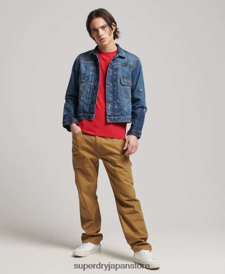 ヴィンテージ ワーカー トラッカー ジャケット 男性 Superdry 衣類 濃紺 2J62PZ4617