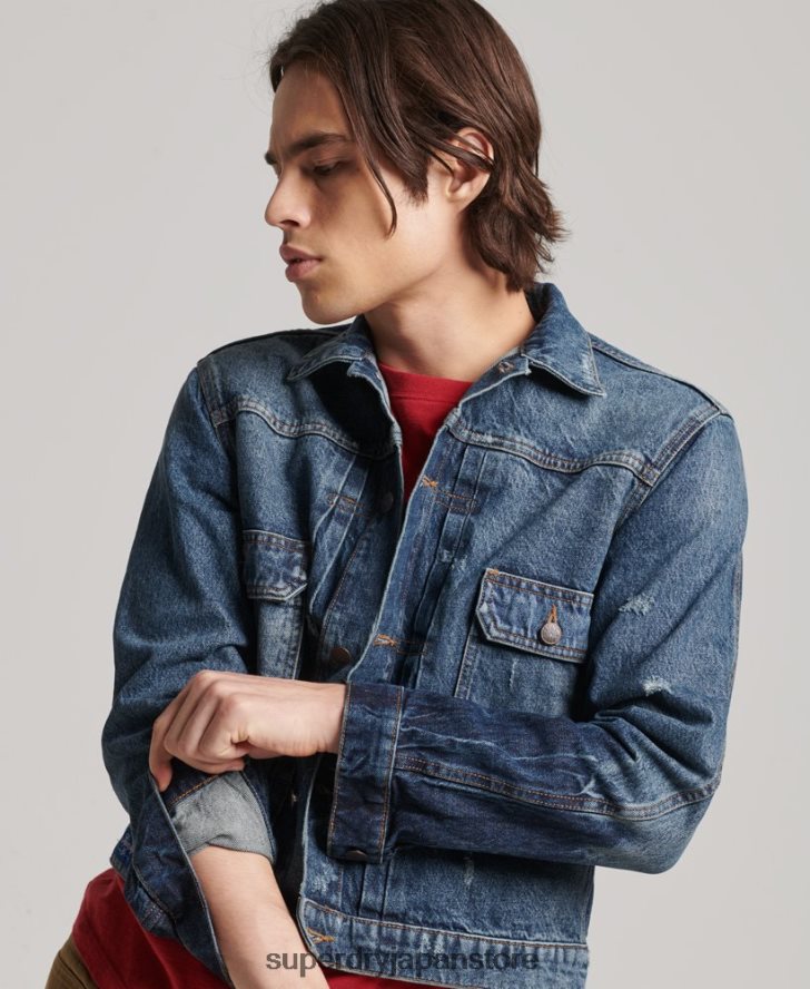 ヴィンテージ ワーカー トラッカー ジャケット 男性 Superdry 衣類 濃紺 2J62PZ4617