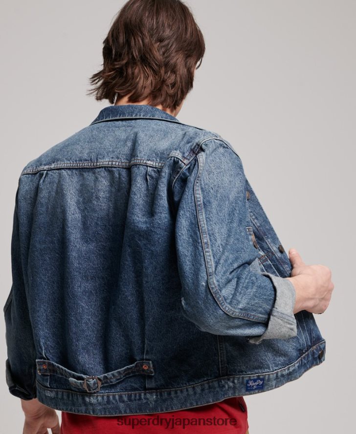 ヴィンテージ ワーカー トラッカー ジャケット 男性 Superdry 衣類 濃紺 2J62PZ4617