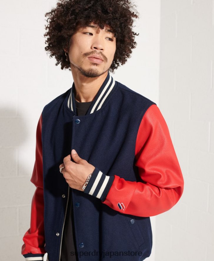 ウール スタジャン 男性 Superdry 衣類 海軍 2J62PZ4628