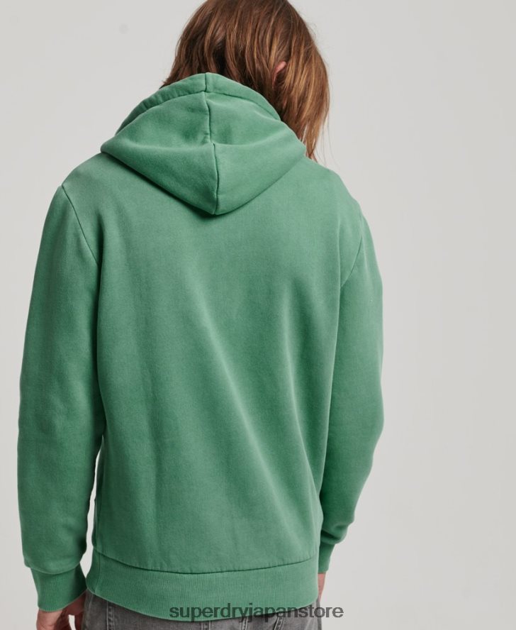 ヴィンテージロゴネオンジップパーカー 男性 Superdry 衣類 緑 2J62PZ462