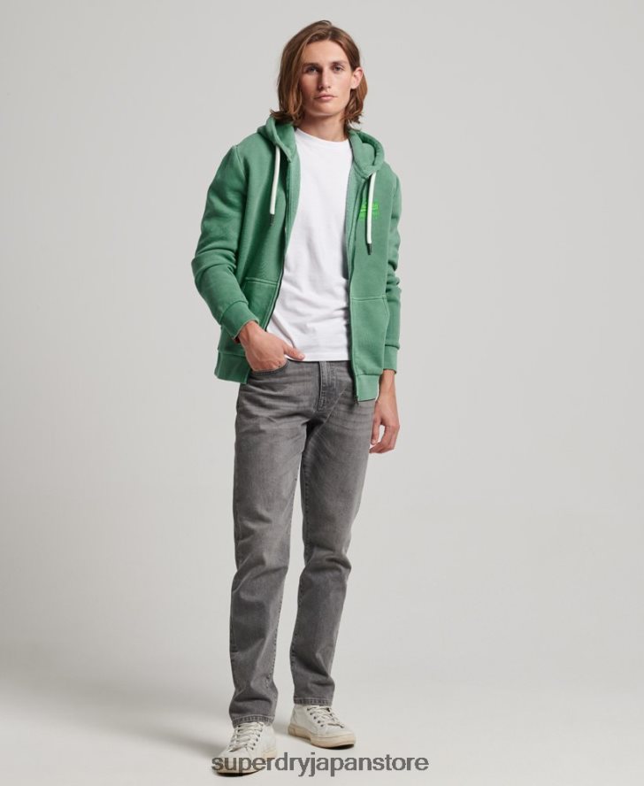 ヴィンテージロゴネオンジップパーカー 男性 Superdry 衣類 緑 2J62PZ462