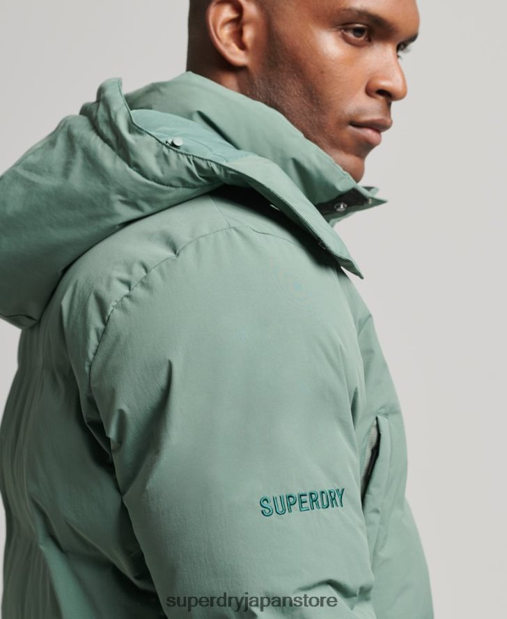 ボクシーなダウンコート 男性 Superdry 衣類 緑 2J62PZ4641