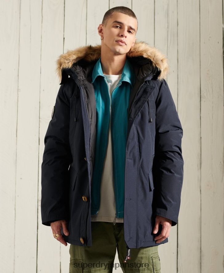ルーキーダウンパーカージャケット 男性 Superdry 衣類 海軍 2J62PZ4642