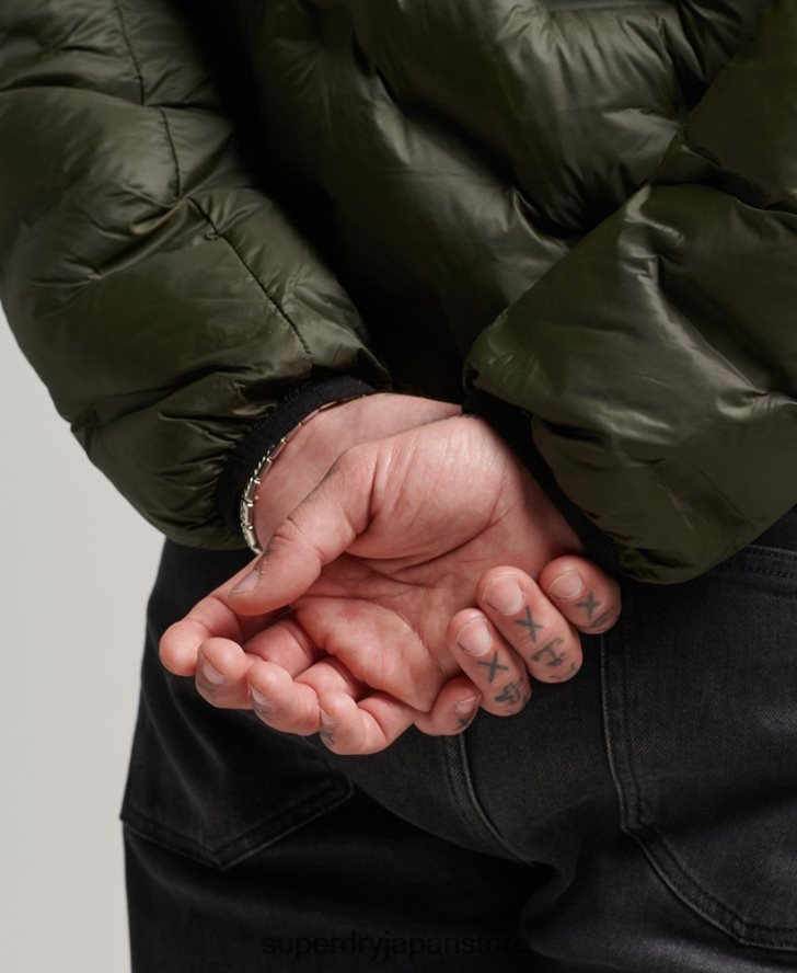 ヒートシールキルトジャケット 男性 Superdry 衣類 緑 2J62PZ4650