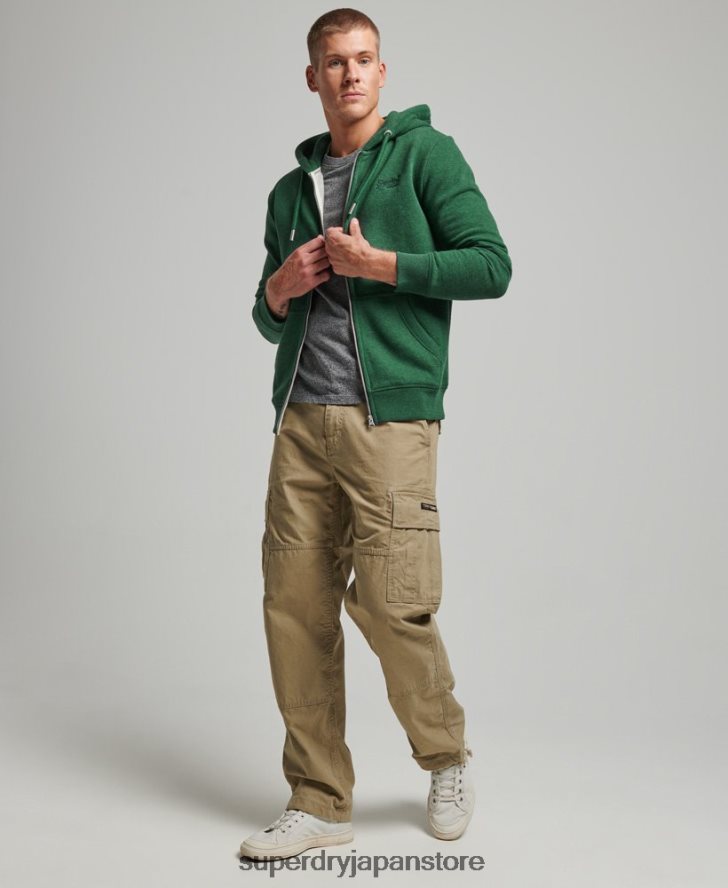 ヴィンテージロゴ刺繍ジップパーカー 男性 Superdry 衣類 緑 2J62PZ465