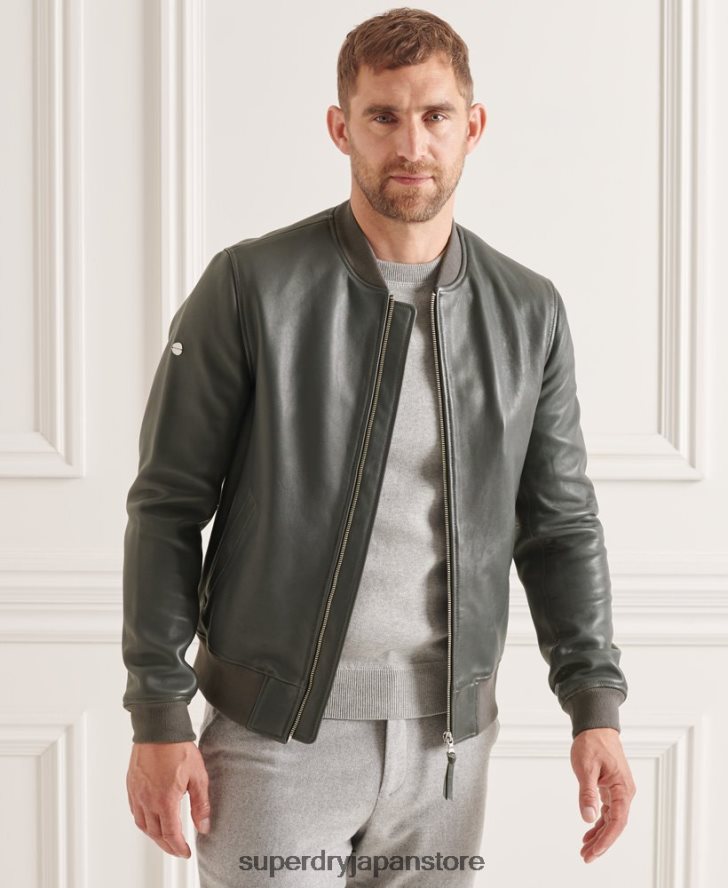 レザーフライトボンバージャケット 男性 Superdry 衣類 グレー 2J62PZ4662