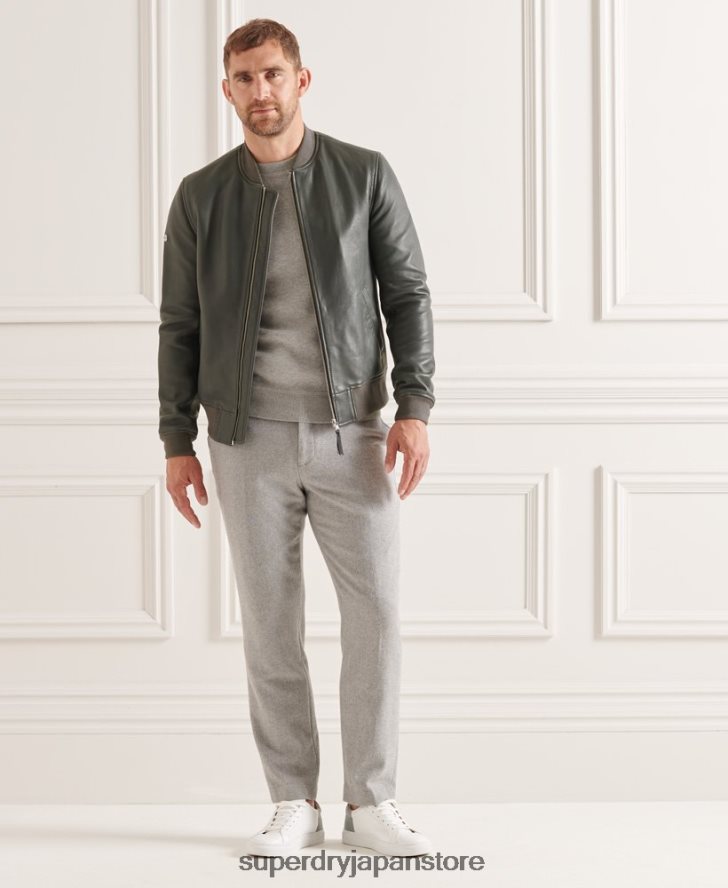 レザーフライトボンバージャケット 男性 Superdry 衣類 グレー 2J62PZ4662