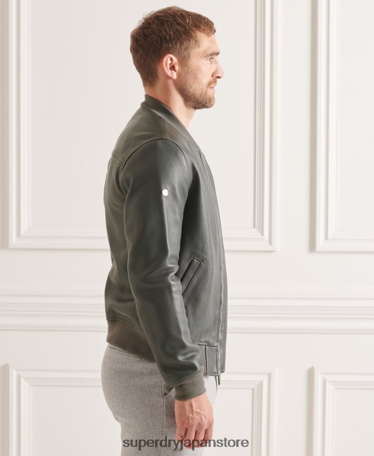 レザーフライトボンバージャケット 男性 Superdry 衣類 グレー 2J62PZ4662