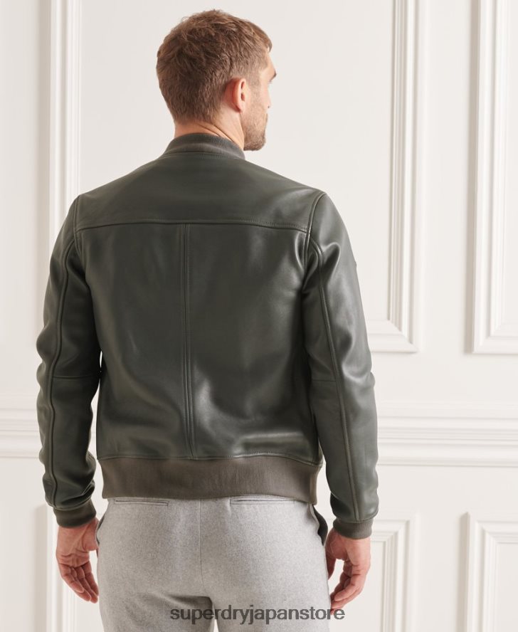 レザーフライトボンバージャケット 男性 Superdry 衣類 グレー 2J62PZ4662