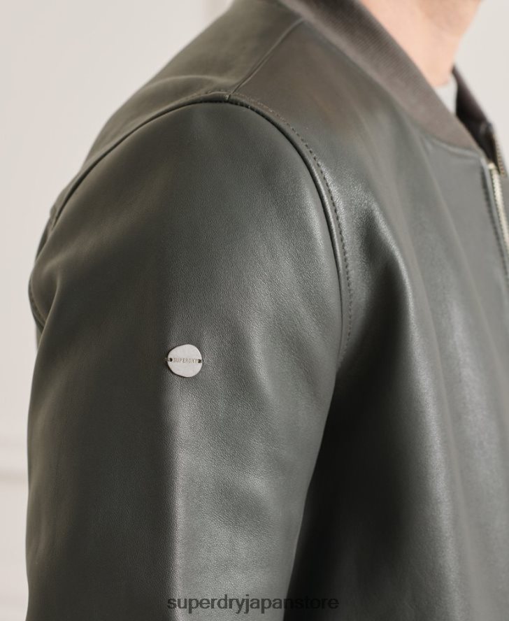 レザーフライトボンバージャケット 男性 Superdry 衣類 グレー 2J62PZ4662