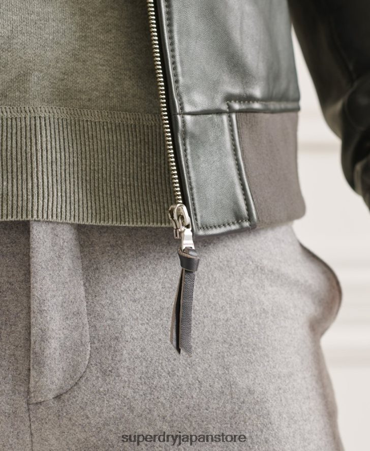 レザーフライトボンバージャケット 男性 Superdry 衣類 グレー 2J62PZ4662