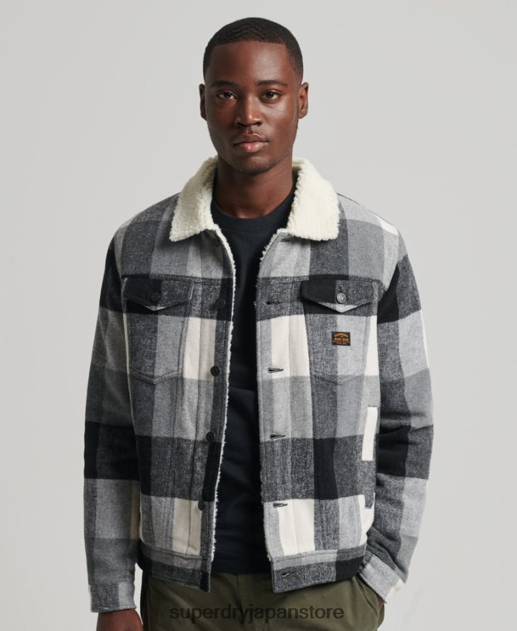 ハイウェイマン ウール シェルパ トラッカー ジャケット 男性 Superdry 衣類 黒 2J62PZ4671