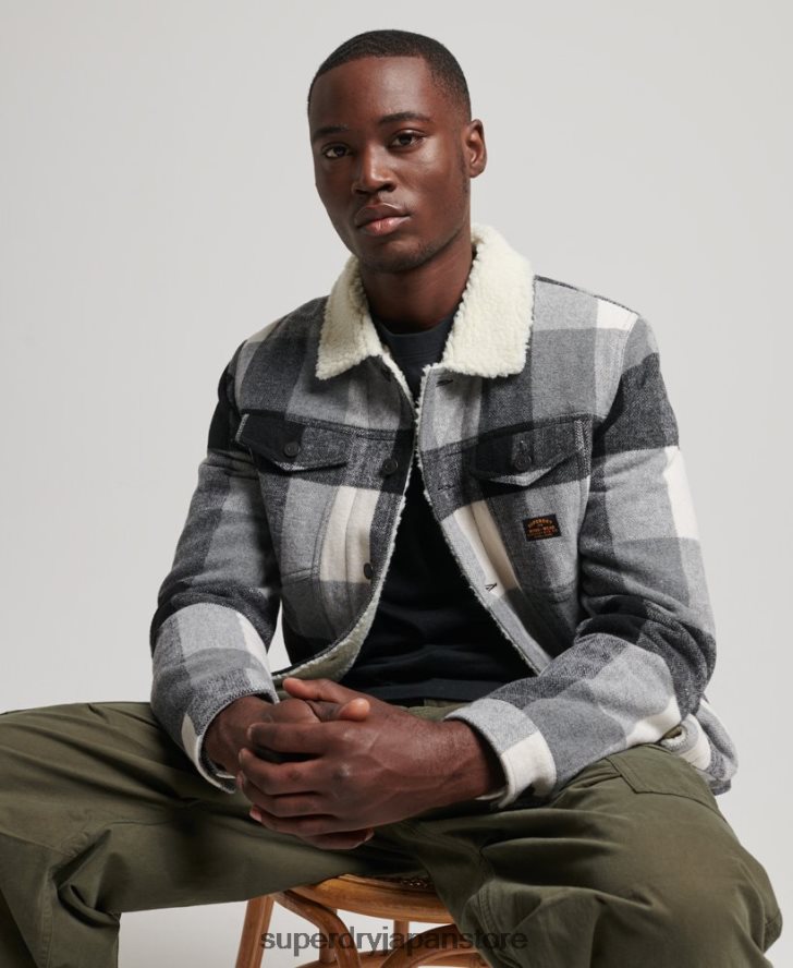 ハイウェイマン ウール シェルパ トラッカー ジャケット 男性 Superdry 衣類 黒 2J62PZ4671