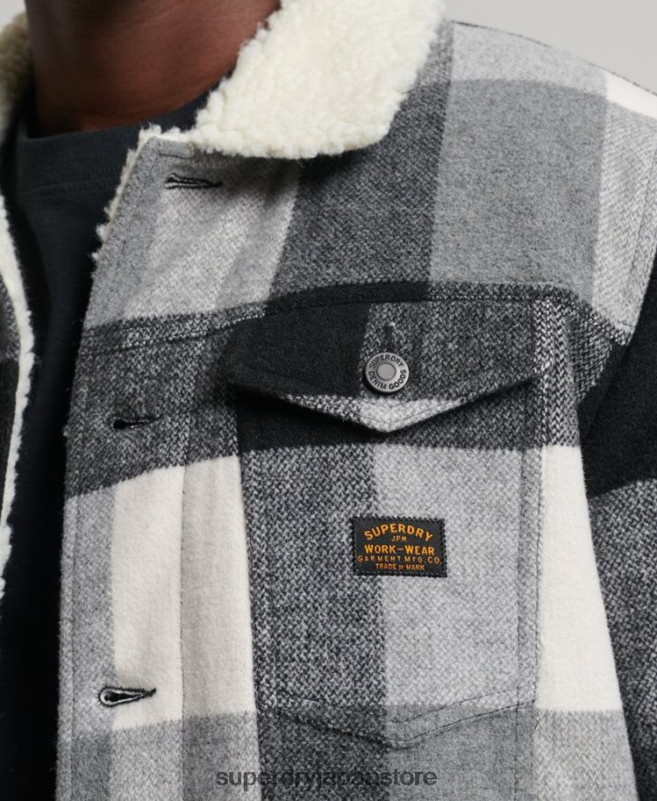ハイウェイマン ウール シェルパ トラッカー ジャケット 男性 Superdry 衣類 黒 2J62PZ4671