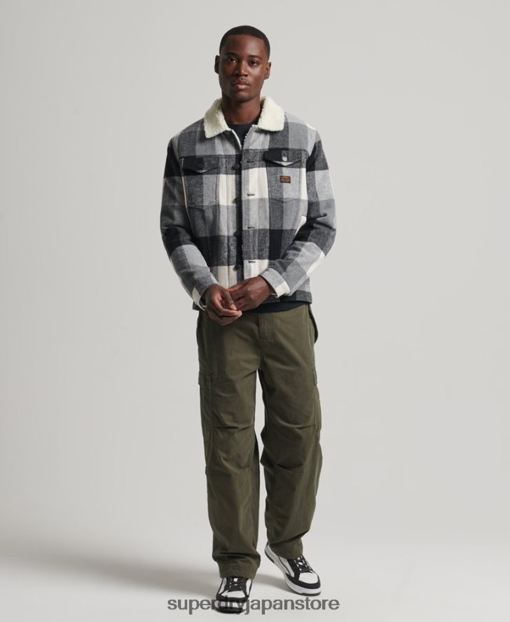 ハイウェイマン ウール シェルパ トラッカー ジャケット 男性 Superdry 衣類 黒 2J62PZ4671