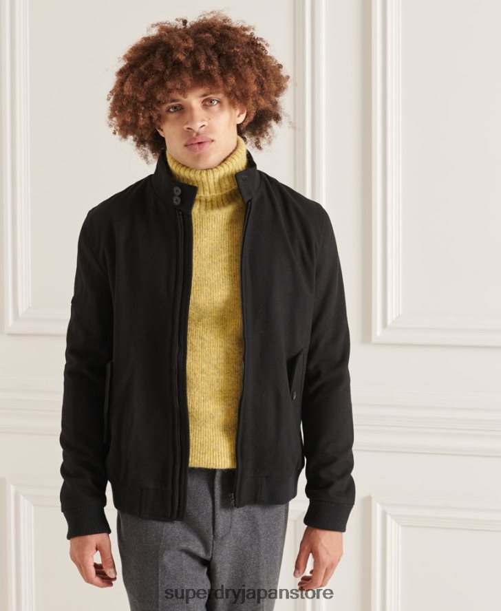 スタジオズ ウール ハリントン ジャケット 男性 Superdry 衣類 黒 2J62PZ4672
