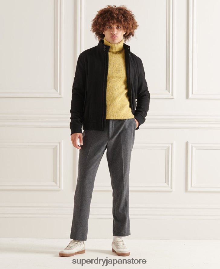 スタジオズ ウール ハリントン ジャケット 男性 Superdry 衣類 黒 2J62PZ4672