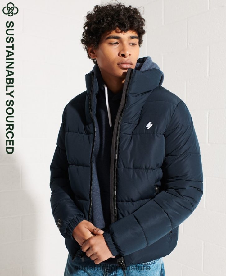 フードなしスポーツダウンジャケット 男性 Superdry 衣類 海軍 2J62PZ4676