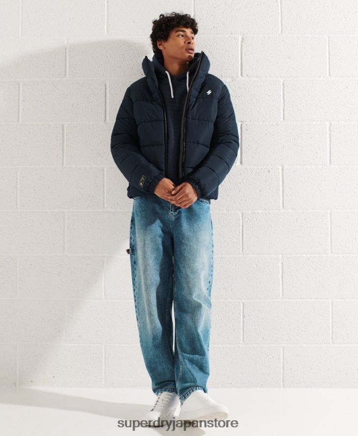 フードなしスポーツダウンジャケット 男性 Superdry 衣類 海軍 2J62PZ4676