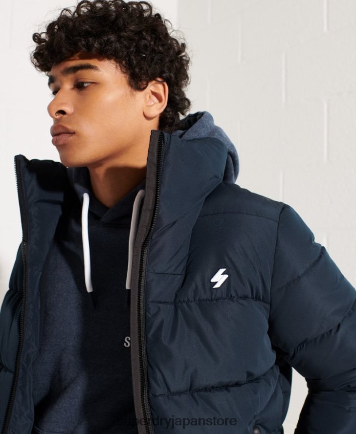 フードなしスポーツダウンジャケット 男性 Superdry 衣類 海軍 2J62PZ4676