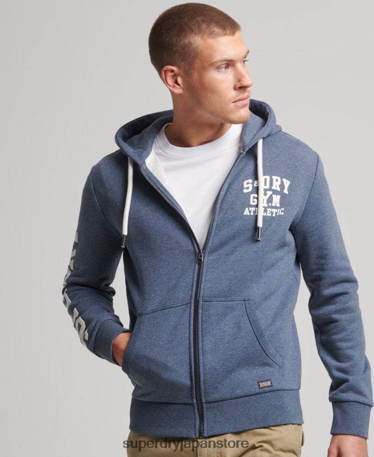 ジムアスレチックジップパーカー 男性 Superdry 衣類 海軍 2J62PZ468
